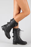 Military Lace Up Mid Calf Boot