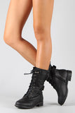 Military Lace Up Mid Calf Boot