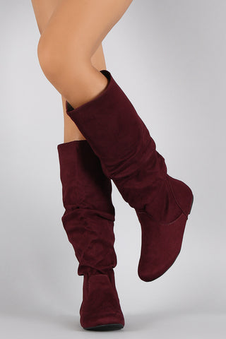 Soda Suede Slouchy Knee High Flat Boot