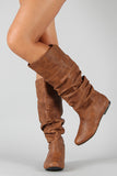 Slouchy Round Toe Knee High Flat Boot