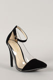 Velvet Pointy Toe Ankle Strap Pump