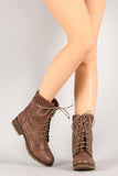 Sweater Collar Military Lace Up Boot