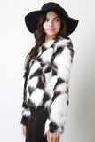 Tri-Tone Long Hair Faux Fur Coat