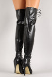 Open Toe Lace Up Thigh High Boot