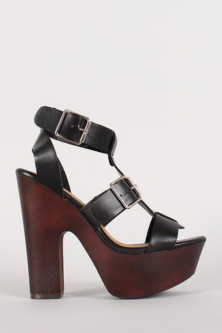 Breckelle Buckled Cage Open Toe Heel