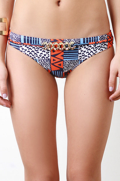 Chain Patch Print Bikini Bottom