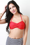 Solid Twisted Front Bandeau Top