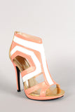 Tricolor Leatherette Cut Out Open Toe Heel