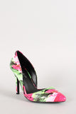 Breckelle Floral Dorsay Pointy Toe Stiletto Pump