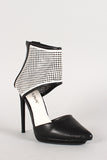 Liliana Perforated Ankle Cuff Pointy Toe Stiletto Pump