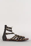 Wild Diva Lounge Studded Strappy Gladiator Flat Sandal