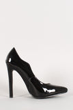 Patent Wavy Edge Pointy Toe Stiletto Pump