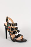 Patent Buckle Strappy Open Toe Stiletto Heel