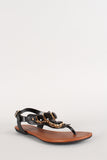 City Classified Gemstone T-Strap Thong Flat Sandal