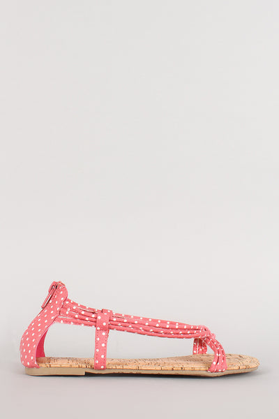 Wild Diva Lounge Polka Dot Strappy Thong Flat Sandal