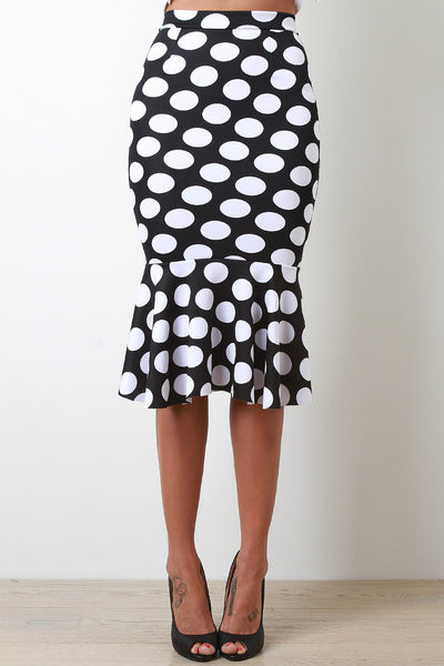 Polka Dot Mermaid Midi Skirt