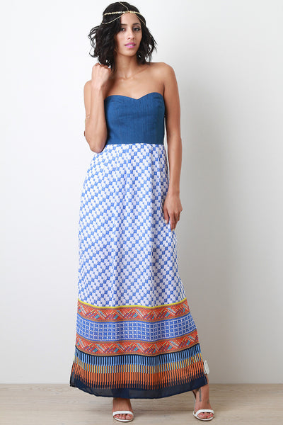 Strapless Denim Twofer Maxi