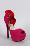 Liliana Suede Zipper Ruffle Trim Stiletto Pump