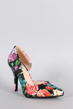 Delicious Floral Print Pointy Toe Dorsay Pump