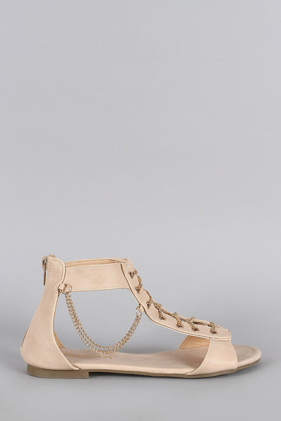 Liliana Lace Up Chain Flat Sandal