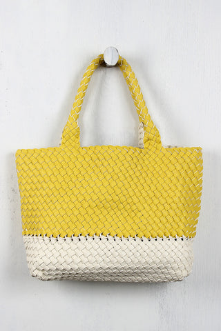 Woven Two-Tone Tote Bag