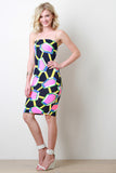 Neon Hexagon Strapless Dress