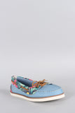 Bamboo Denim Floral Moccasin Flat