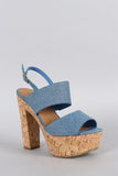 Breckelle Denim Cork Chunky Heel