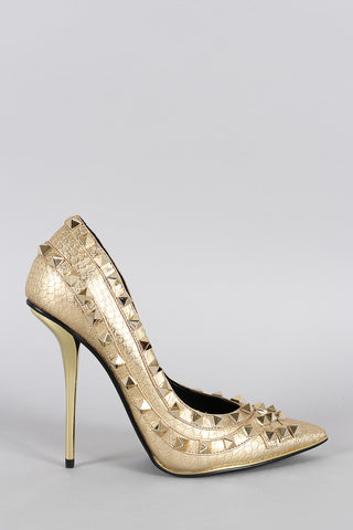 Privileged Metallic Studded Pointy Toe Pump