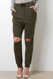 Knee Slit Jogger Pants