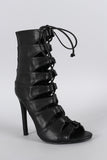 Liliana Caged Lace Up Peep Toe Stiletto Heel