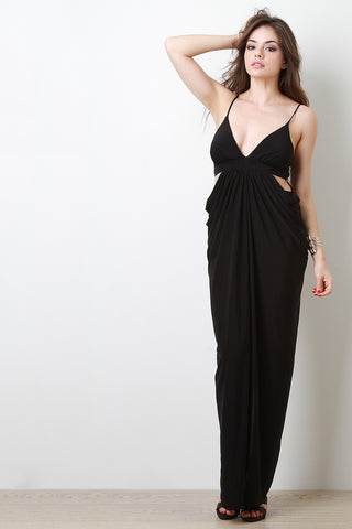 Side Cutout Drape Maxi Dress