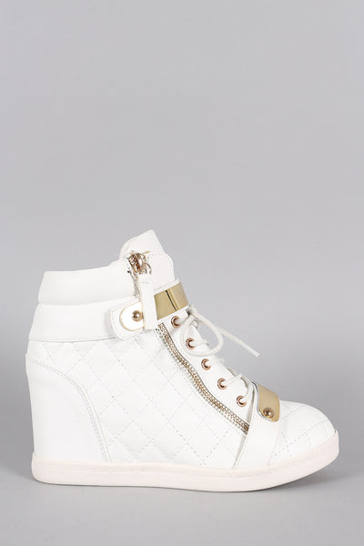 Quilted High Top Wedge Sneaker