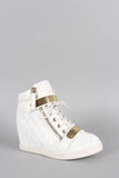 Quilted High Top Wedge Sneaker