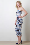 Tie Dye Strapless Midi Dress