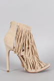 Shoe Republic LA Suede Fringe Open Toe Heel