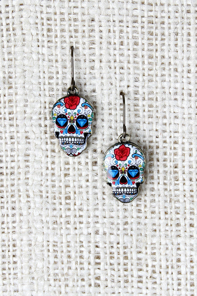 Rose Sugar Skull Earrings