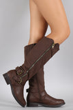 Buckled Zipper Riding Knee High Boot