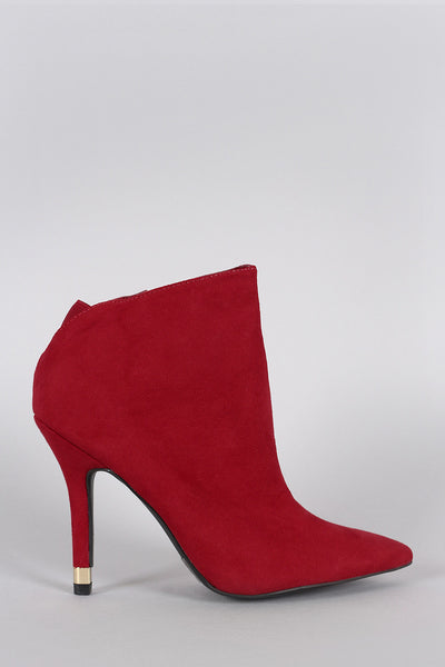 Qupid Suede Slanted Pointy Toe Stiletto Booties