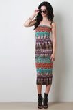 Plus Size Bohemian Print Midi Dress