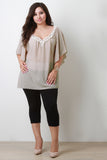 Plus Size Flowy Chiffon Crochet V-Neck Top