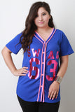 Plus Size Swag Baseball Jersey Top