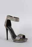 Qupid Lizard Metallic Open Toe Heel