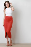 Suede D-Ring Wrap Skirt