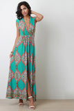 Persian Deep V Sleeveless Maxi Dress