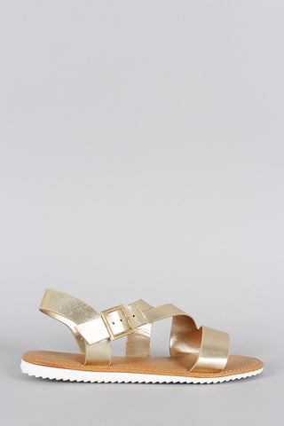 Bamboo Strappy Metallic Sandal