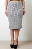 Plus Size Woven Plaid Midi Skirt