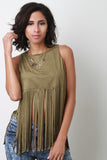 Suede Sleeveless Fringe Top