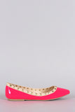 Wild Diva Lounge Studded Pointy Toe Neon Flat