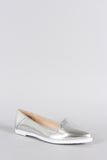 Bamboo Metallic Pointy Toe Slip On Loafer Flat